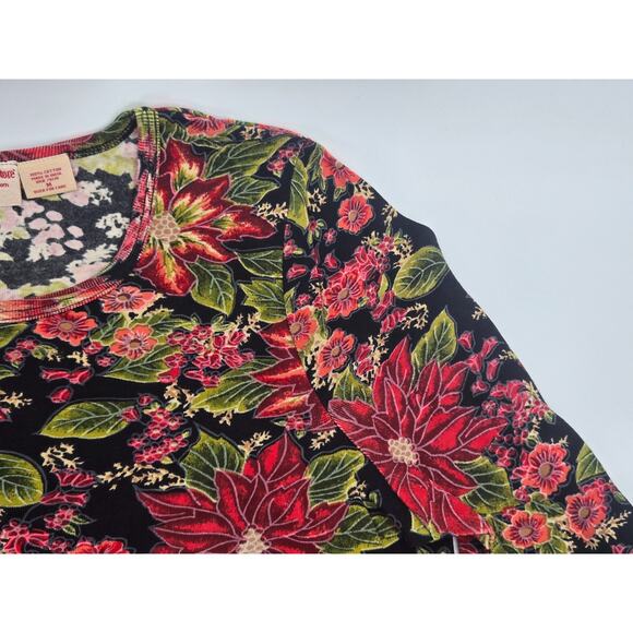 The Vermont Country Store Red Floral Top Size Medium VTG - Picture 4 of 16